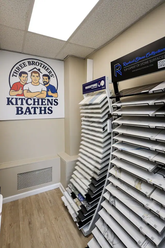 Tall sliding rack of narrow surface sample boards